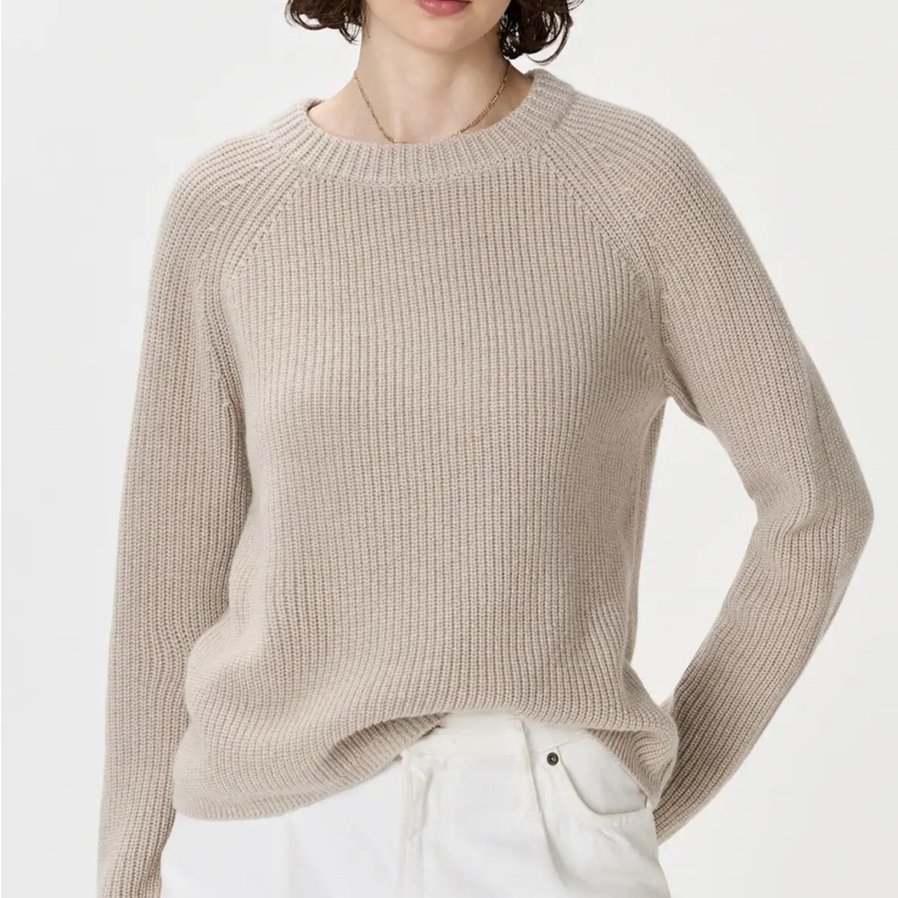 Quince Mongolian Cashmere Fisherman Crewneck Sweater - size medium